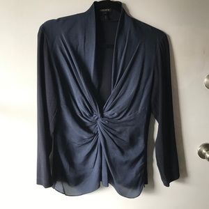 Escada Long Sleeve Silk Twisted Front Blouse